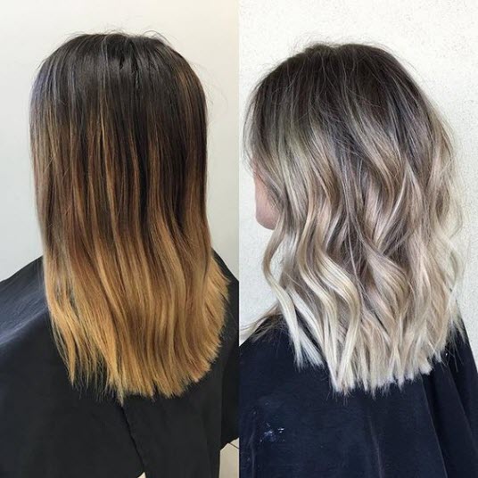 Zbarvení balayage na podlouhlém náměstí