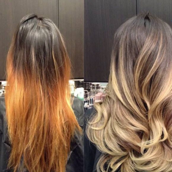 Barvení Balayage: před a po fotografiích