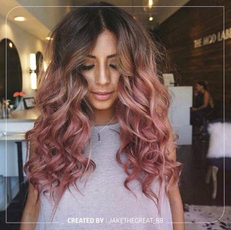 Fotografie růžového, jasanového barvení ve stylu balayage