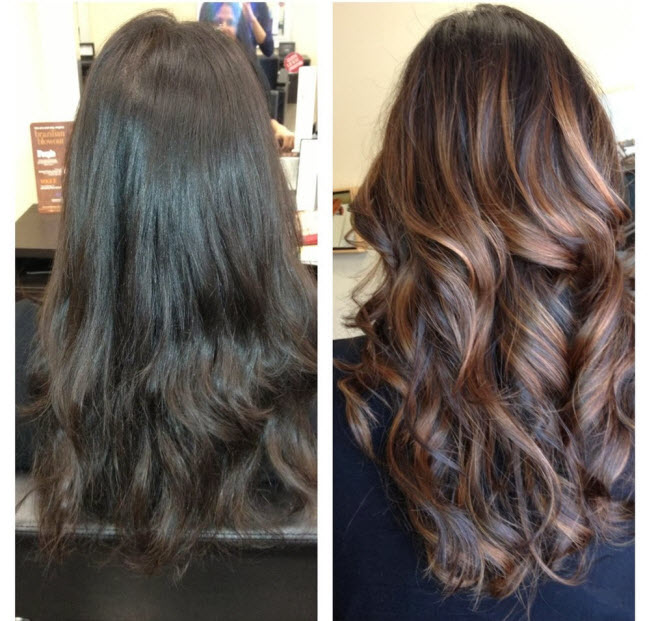 Barvení Balayage: před a po fotografiích