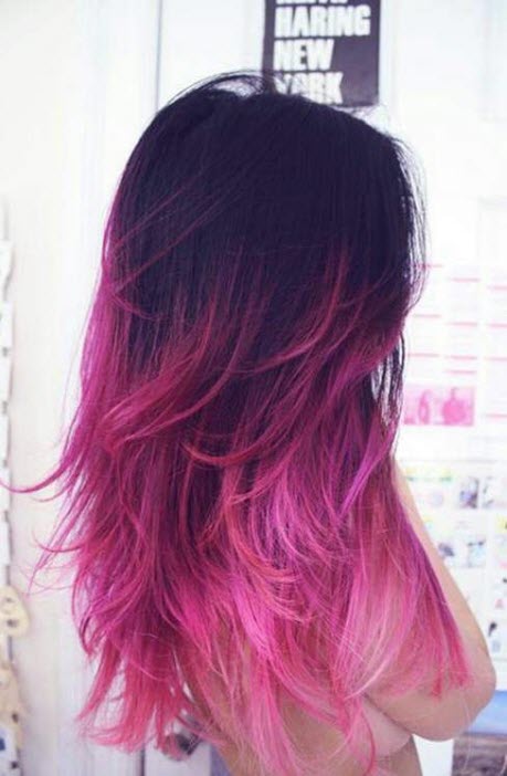 Fotografie růžového, jasanového barvení ve stylu balayage