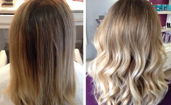 Barvení Balayage: před a po fotografiích