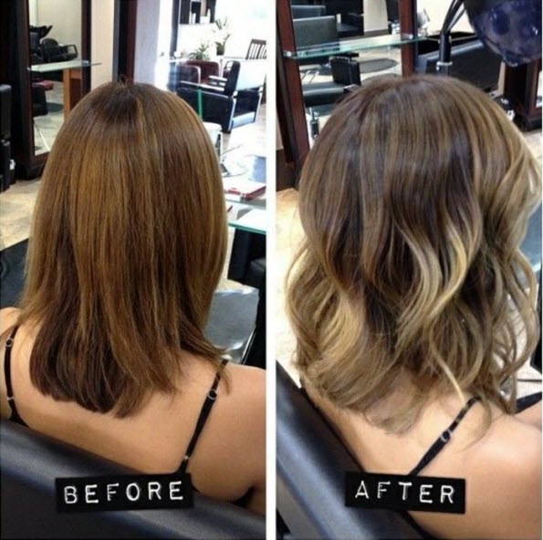 Barvení Balayage: před a po fotografiích