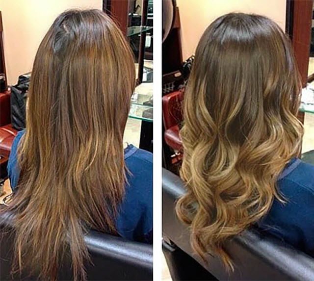 Barvení Balayage: před a po fotografiích